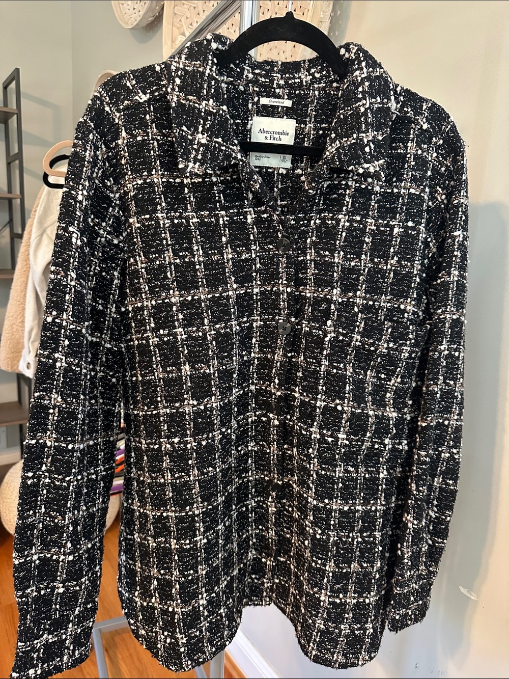 Abercrombie & Fitch Black and White Tweed Jacket